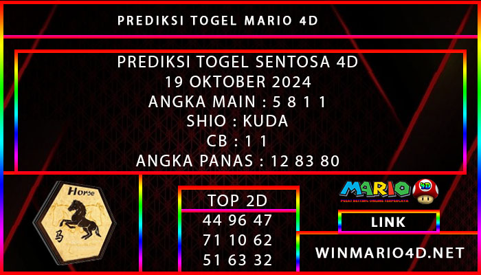 PREDIKSI TOGEL SENTOSA 4D 19 OKTOBER 2024