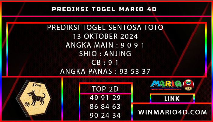 PREDIKSI TOGEL SENTOSA TOTO 13 OKTOBER 2024