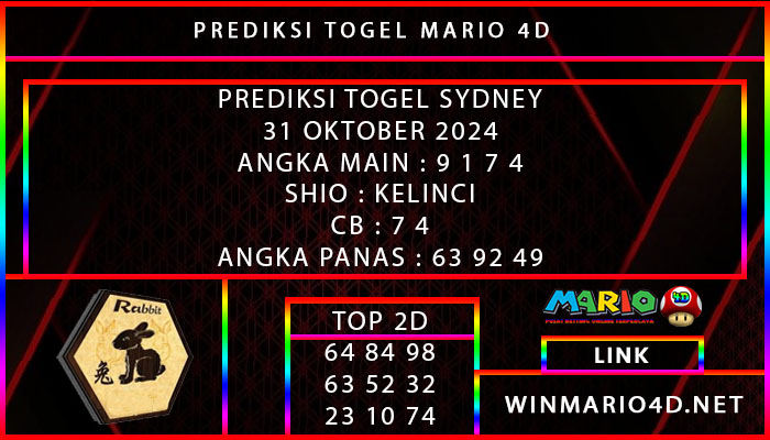 PREDIKSI TOGEL SYDNEY 31 OKTOBER 2024