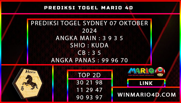 PREDIKSI TOGEL SYDNEY 07 OKTOBER 2024