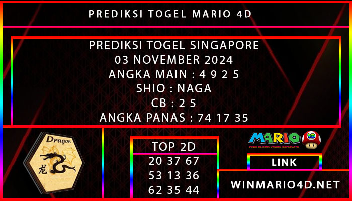 PREDIKSI TOGEL SINGAPORE 03 NOVEMBER 2024