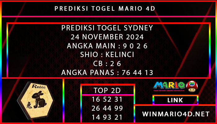 PREDIKSI TOGEL SYDNEY 24 NOVEMBER 2024